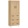 Aparador alto madera contrachapada color roble 69.5x34x180 cm 2