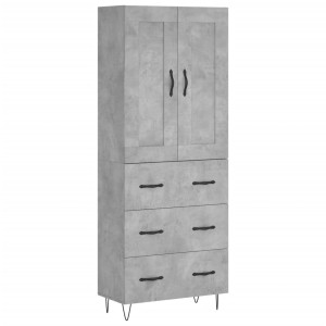 Aparador alto madera contrachapada gris hormigón 69.5x34x180 cm H