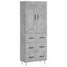 Aparador alto madera contrachapada gris hormigón 69.5x34x180 cm 2