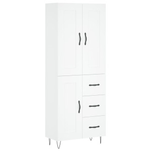 Aparador alto madera contrachapada blanco 69.5x34x180 cm H