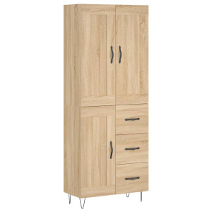 Aparador alto madera contrachapada color roble 69.5x34x180 cm H