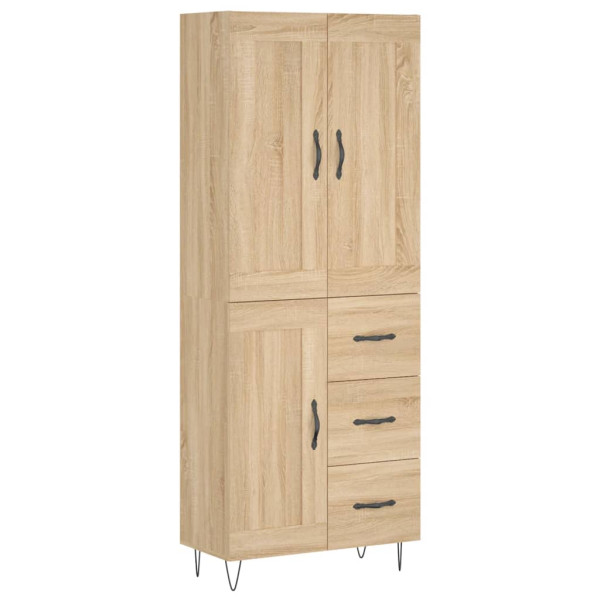 Aparador alto madera contrachapada color roble 69.5x34x180 cm M 2