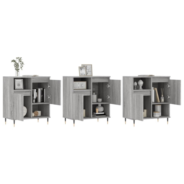 Aparadores 3 pcs madeira processada cinzento sonoma M 3