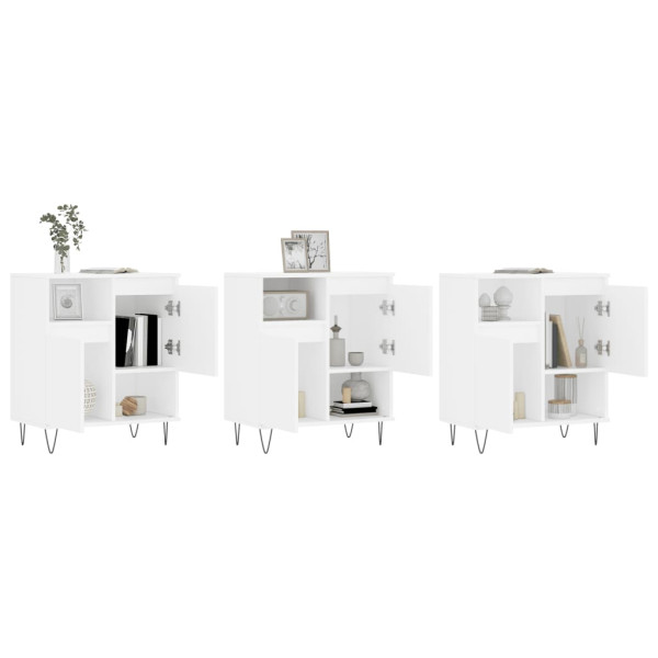 Aparadores 3 pcs madeira processada branco M 3