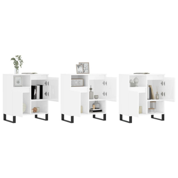 Aparadores 3 pcs derivados de madeira branco brilhante M 3