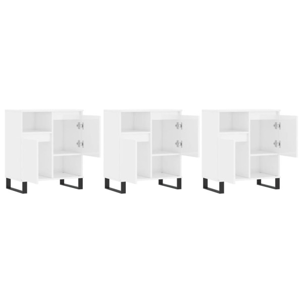Aparadores 3 pcs derivados de madeira branco brilhante M 4