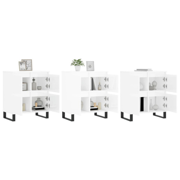 Aparadores 3 uds madera contrachapada blanco brillo M 3