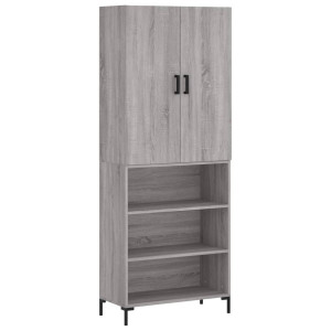 Aparador alto madera contrachapada gris sonoma 69.5x34x180 cm H