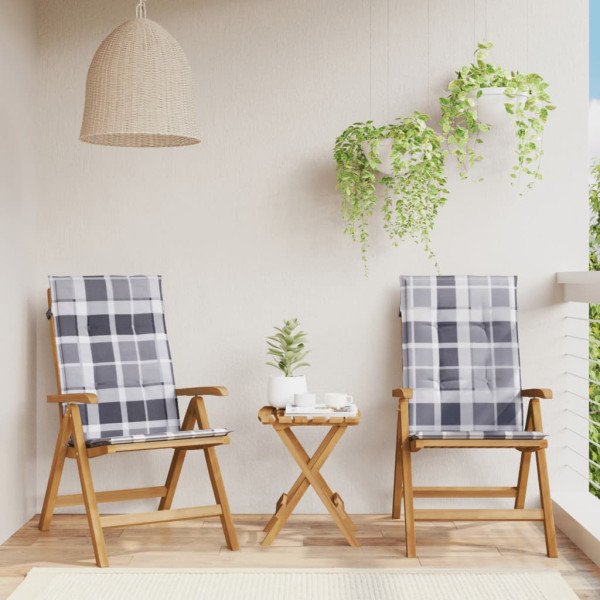 Sillas de jardín reclinables y cojines 2 uds madera maciza teca D