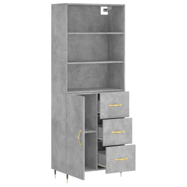 Aparador alto madera contrachapada gris hormigón 69.5x34x180 cm M 4