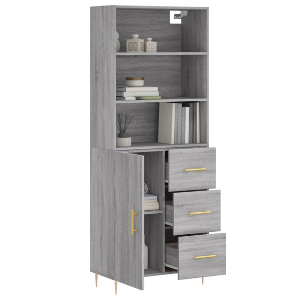 Aparador alto madera contrachapada gris sonoma 69.5x34x180 cm M 3