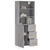 Aparador alto madera contrachapada gris sonoma 69.5x34x180 cm 3
