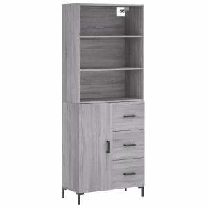 Aparador alto madera contrachapada gris sonoma 69.5x34x180 cm H