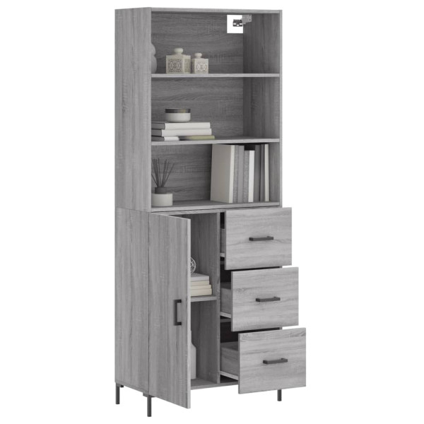 Aparador alto madera contrachapada gris sonoma 69.5x34x180 cm M 3