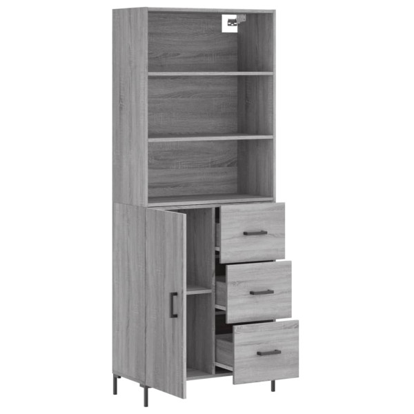 Aparador alto madera contrachapada gris sonoma 69.5x34x180 cm M 4