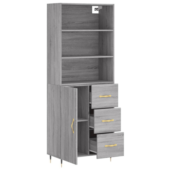 Aparador alto madera contrachapada gris sonoma 69.5x34x180 cm M 4