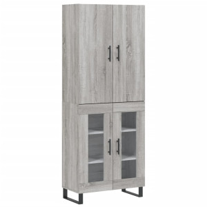 Aparador alto madera contrachapada gris sonoma 69.5x34x180 cm H