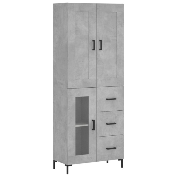 Aparador alto madera contrachapada gris hormigón 69.5x34x180 cm M 2