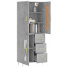 Aparador alto madera contrachapada gris hormigón 69.5x34x180 cm 3