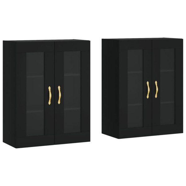 Móveis de parede 2 pcs derivados de madeira preto M 2