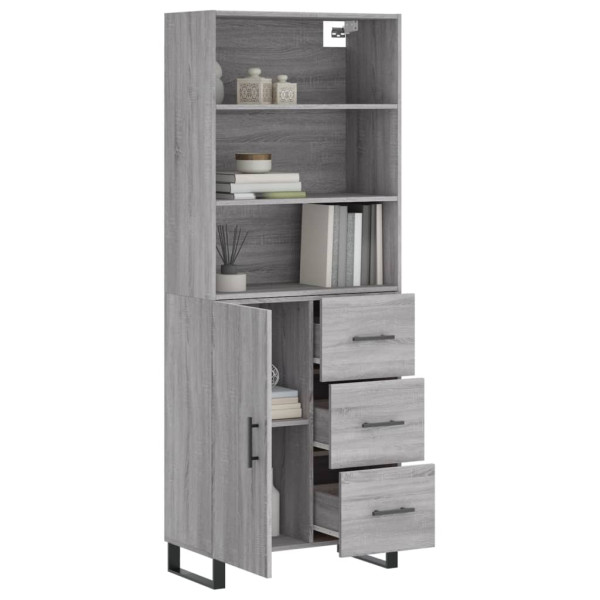Aparador alto madera contrachapada gris sonoma 69.5x34x180 cm M 3