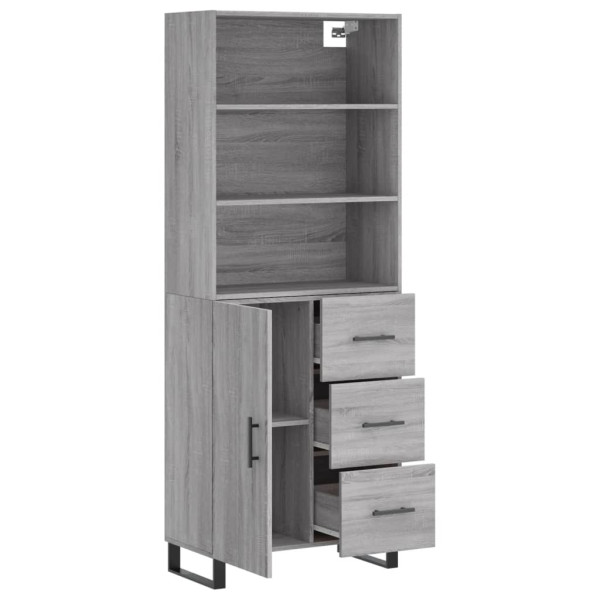 Aparador alto madera contrachapada gris sonoma 69.5x34x180 cm M 4