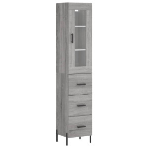 Aparador alto madera contrachapada gris Sonoma 34.5x34x180 cm H