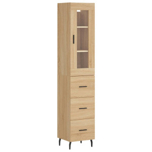 Aparador de madera contrachapada roble Sonoma 34.5x34x180 cm H