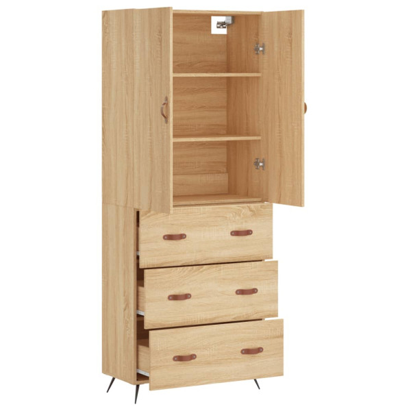 Aparador alto madera contrachapada color roble 69.5x34x180 cm M 4