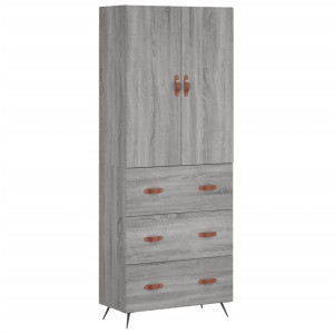 Aparador alto madera contrachapada gris sonoma 69.5x34x180 cm H