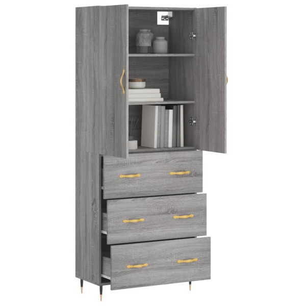 Aparador alto madera contrachapada gris sonoma 69.5x34x180 cm M 3