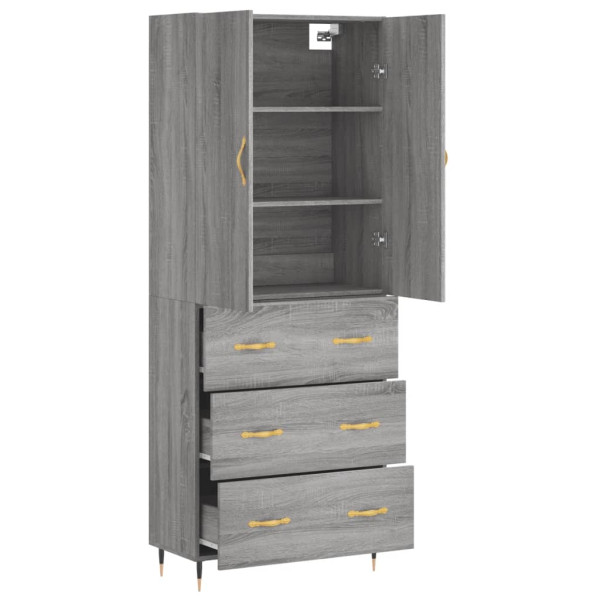 Aparador alto madera contrachapada gris sonoma 69.5x34x180 cm M 4