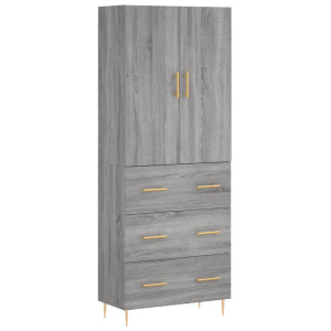 Aparador alto madera contrachapada gris sonoma 69.5x34x180 cm H