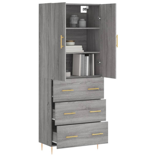 Aparador alto madera contrachapada gris sonoma 69.5x34x180 cm M 3