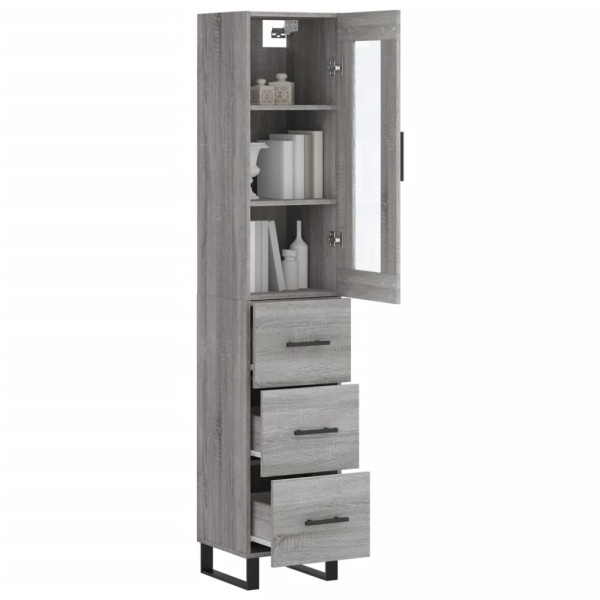 Aparador alto madera contrachapada gris Sonoma 34.5x34x180 cm M 3