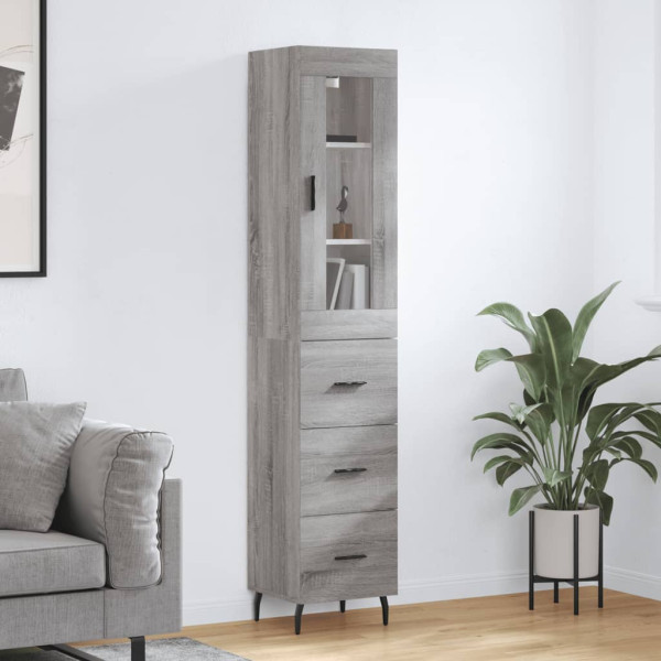 Aparador alto madera contrachapada gris Sonoma 34.5x34x180 cm D