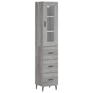 Aparador alto madera contrachapada gris Sonoma 34.5x34x180 cm H