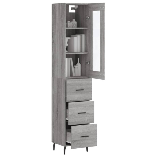 Aparador alto madera contrachapada gris Sonoma 34.5x34x180 cm M 3
