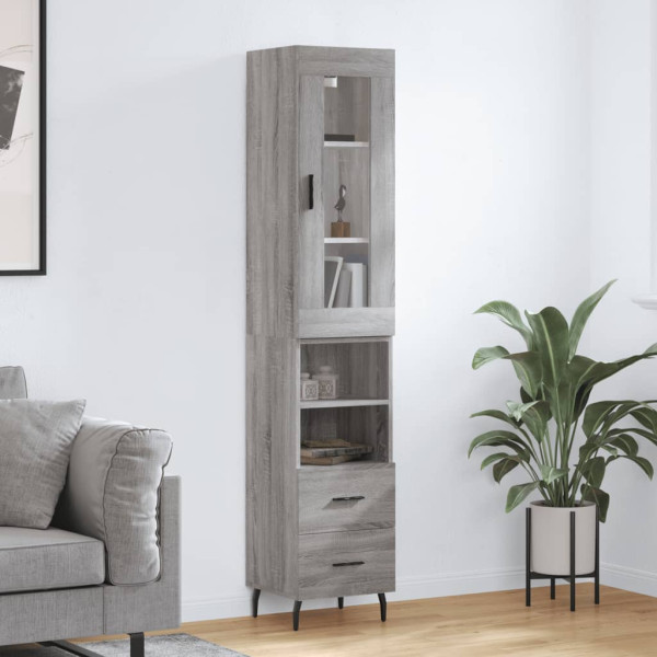 Aparador alto madera contrachapada gris Sonoma 34.5x34x180 cm D