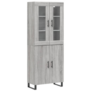 Aparador alto madera contrachapada gris sonoma 69.5x34x180 cm H