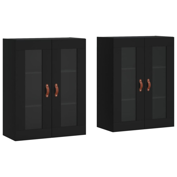 Móveis de parede 2 pcs derivados de madeira preto M 2