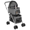 Cochecito doble de perros plegable tela oxford gris 83x48x97cm 2