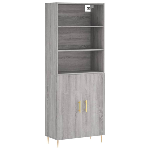 Aparador alto madera contrachapada gris sonoma 69.5x34x180 cm M 2