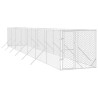 Canil de exterior 2x14x2 m aço galvanizado prateado 3