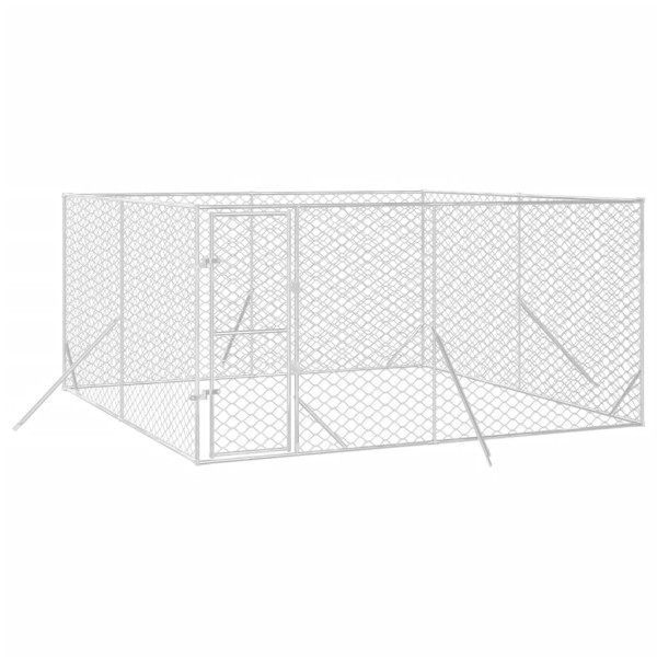 Canil de exterior 4x4x2 m aço galvanizado prateado M 3