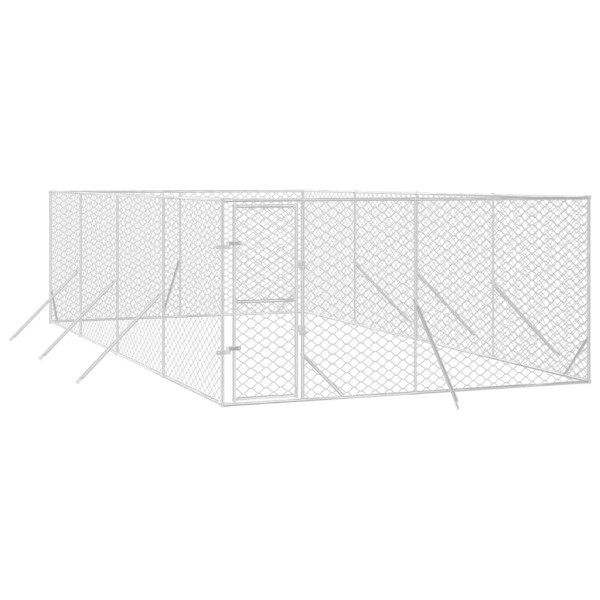 Canil de exterior 4x8x2 m aço galvanizado prateado M 3
