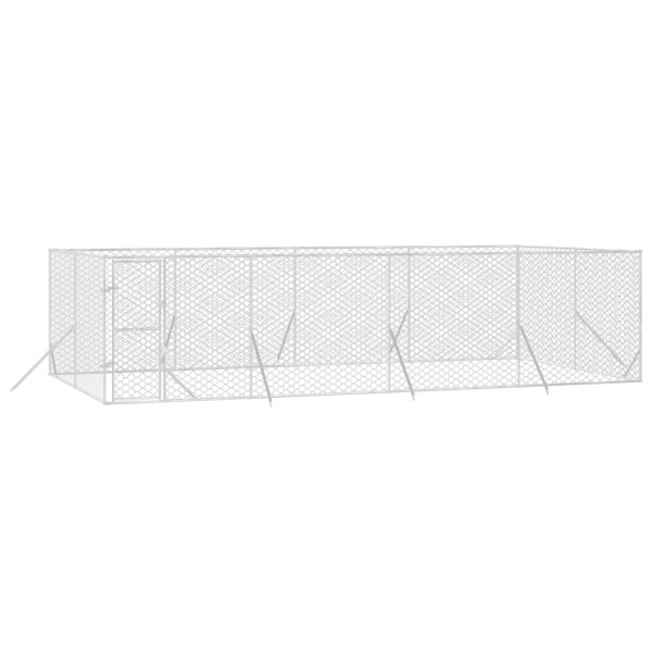Canil de exterior 8x4x2 m aço galvanizado prateado M 3