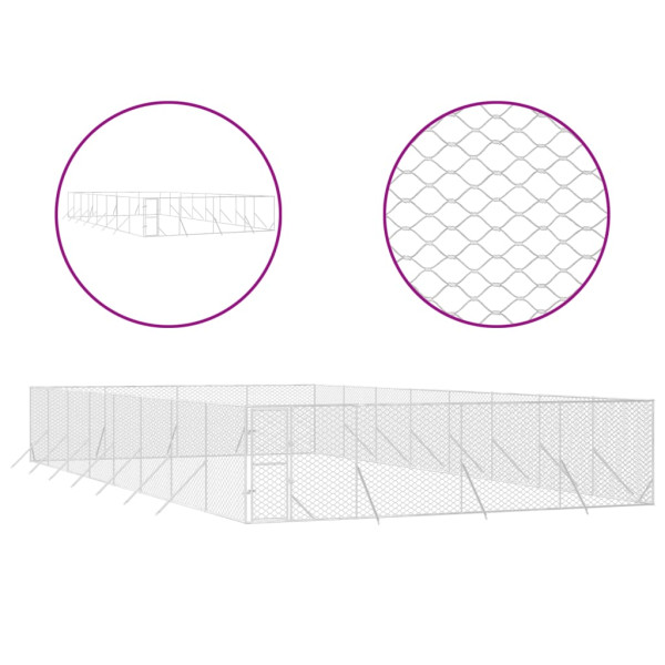 Perrera de exterior acero galvanizado plateado 8x16x2 m M 2