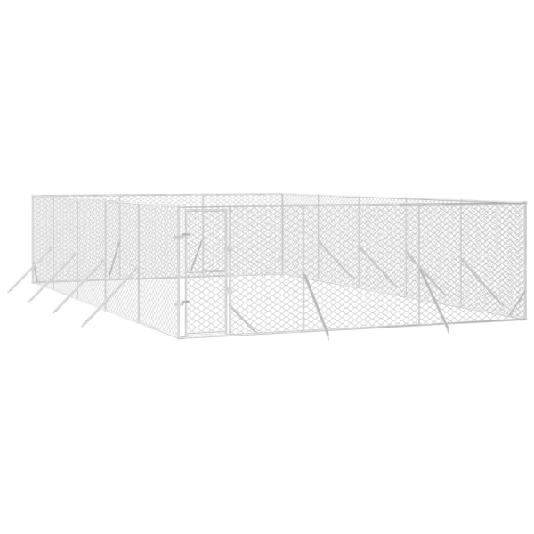 Canil de exterior 6x10x2 m aço galvanizado prateado M 3