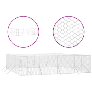 Canil de exterior 8x8x2 m aço galvanizado prateado H